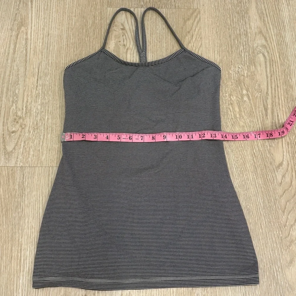 Lululemon Power Y Tank *Luon Tonka Stripe Black Grey Sporty Yoga Lulu Size 8